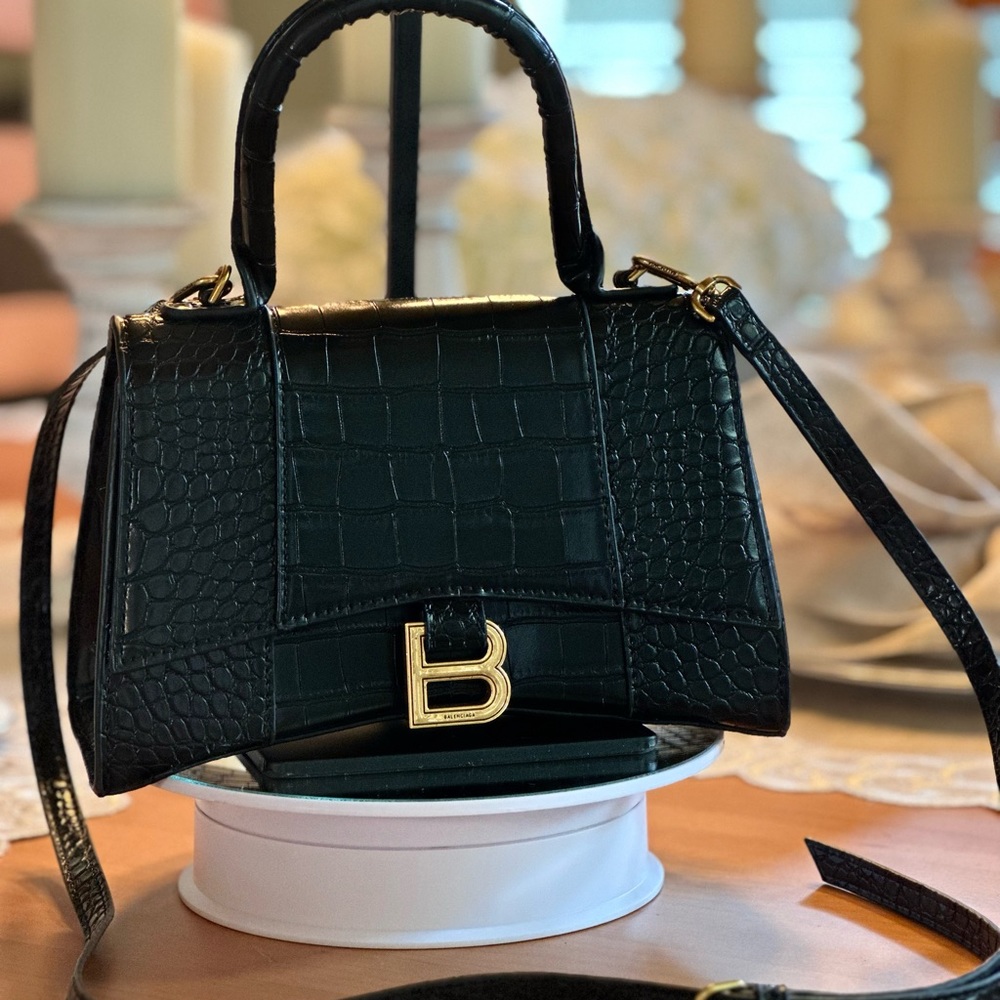 Balenciaga authentic black crocodile embossed leather handbag! GORGEOUS!!!